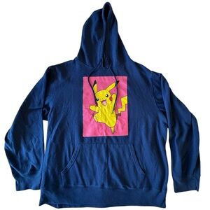 Nintendo Pokemon Pikachu Graphic Hoodie Sweatshirt Mens XL Navy